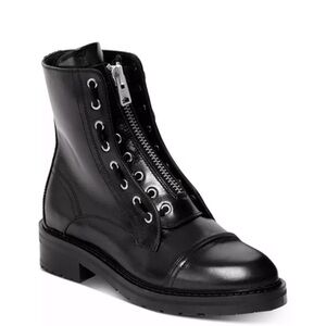 AllSaints Ariel Zip Black Leather Boot Size 38